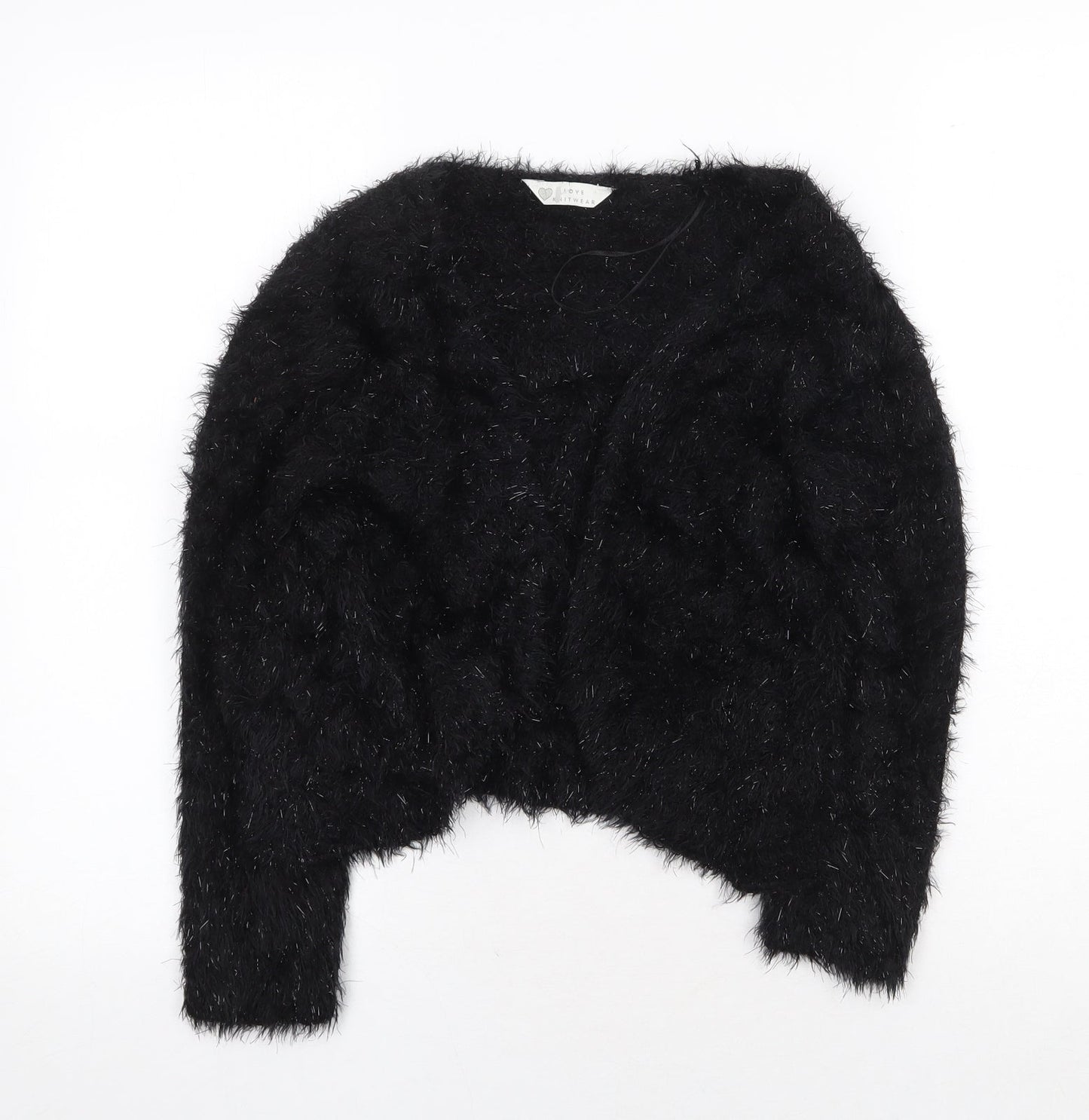 BHS Womens Black V-Neck Nylon Cardigan Jumper Size 10