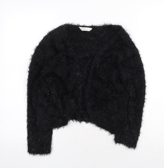 BHS Womens Black V-Neck Nylon Cardigan Jumper Size 10