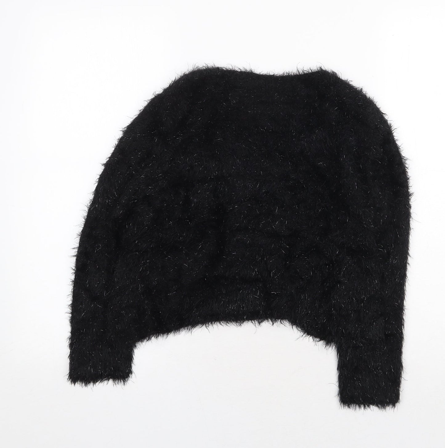 BHS Womens Black V-Neck Nylon Cardigan Jumper Size 10