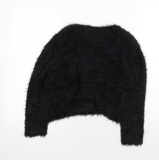 BHS Womens Black V-Neck Nylon Cardigan Jumper Size 10