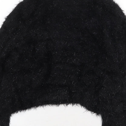 BHS Womens Black V-Neck Nylon Cardigan Jumper Size 10