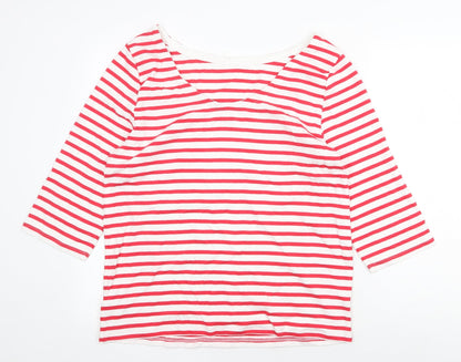 Preworn Womens Red Striped Cotton Basic Blouse Size 2XL Boat Neck