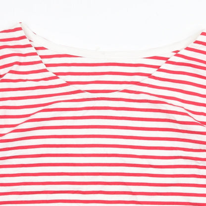 Preworn Womens Red Striped Cotton Basic Blouse Size 2XL Boat Neck
