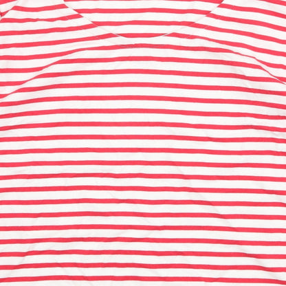 Preworn Womens Red Striped Cotton Basic Blouse Size 2XL Boat Neck