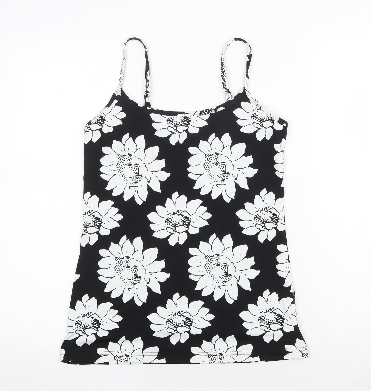 NEXT Womens Black Floral Nylon Camisole Tank Size 10 Scoop Neck