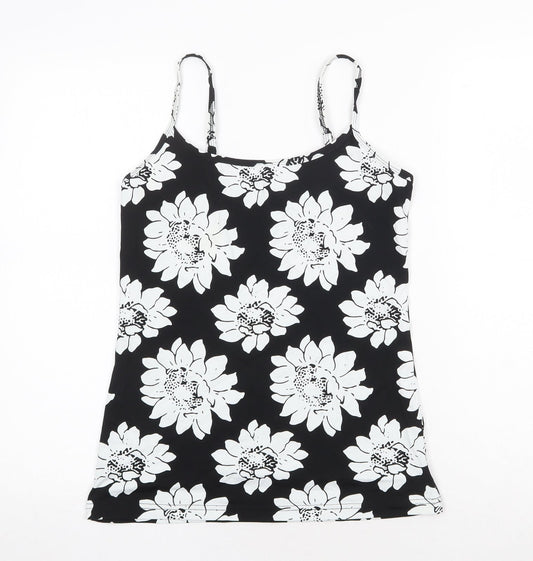 NEXT Womens Black Floral Nylon Camisole Tank Size 10 Scoop Neck