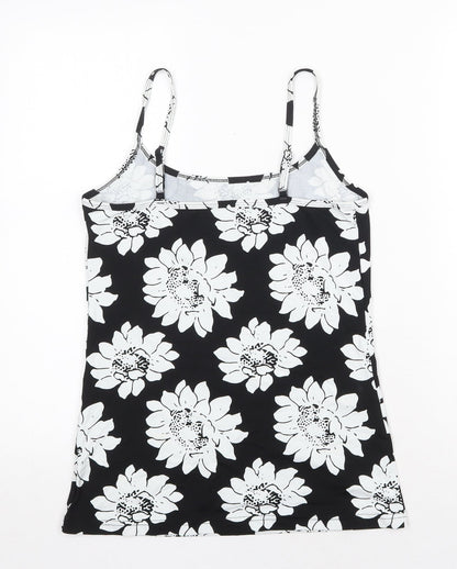 NEXT Womens Black Floral Nylon Camisole Tank Size 10 Scoop Neck