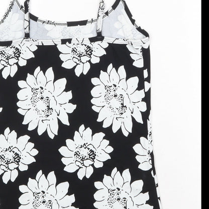 NEXT Womens Black Floral Nylon Camisole Tank Size 10 Scoop Neck