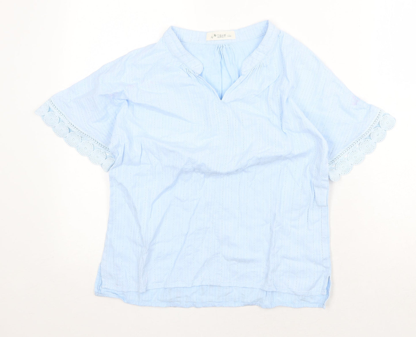 Womens UK Size L Preworn Blue Basic T-Shirt