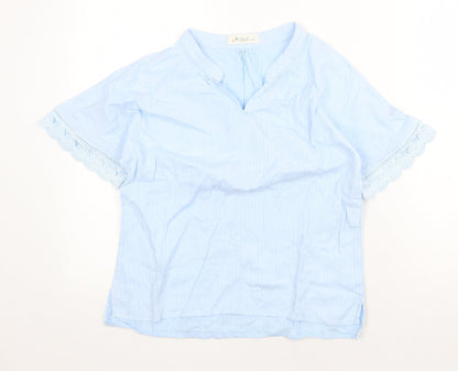 Womens UK Size L Preworn Blue Basic T-Shirt