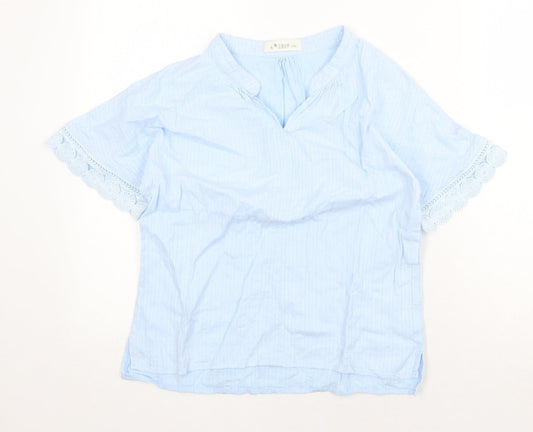 Womens UK Size L Preworn Blue Basic T-Shirt