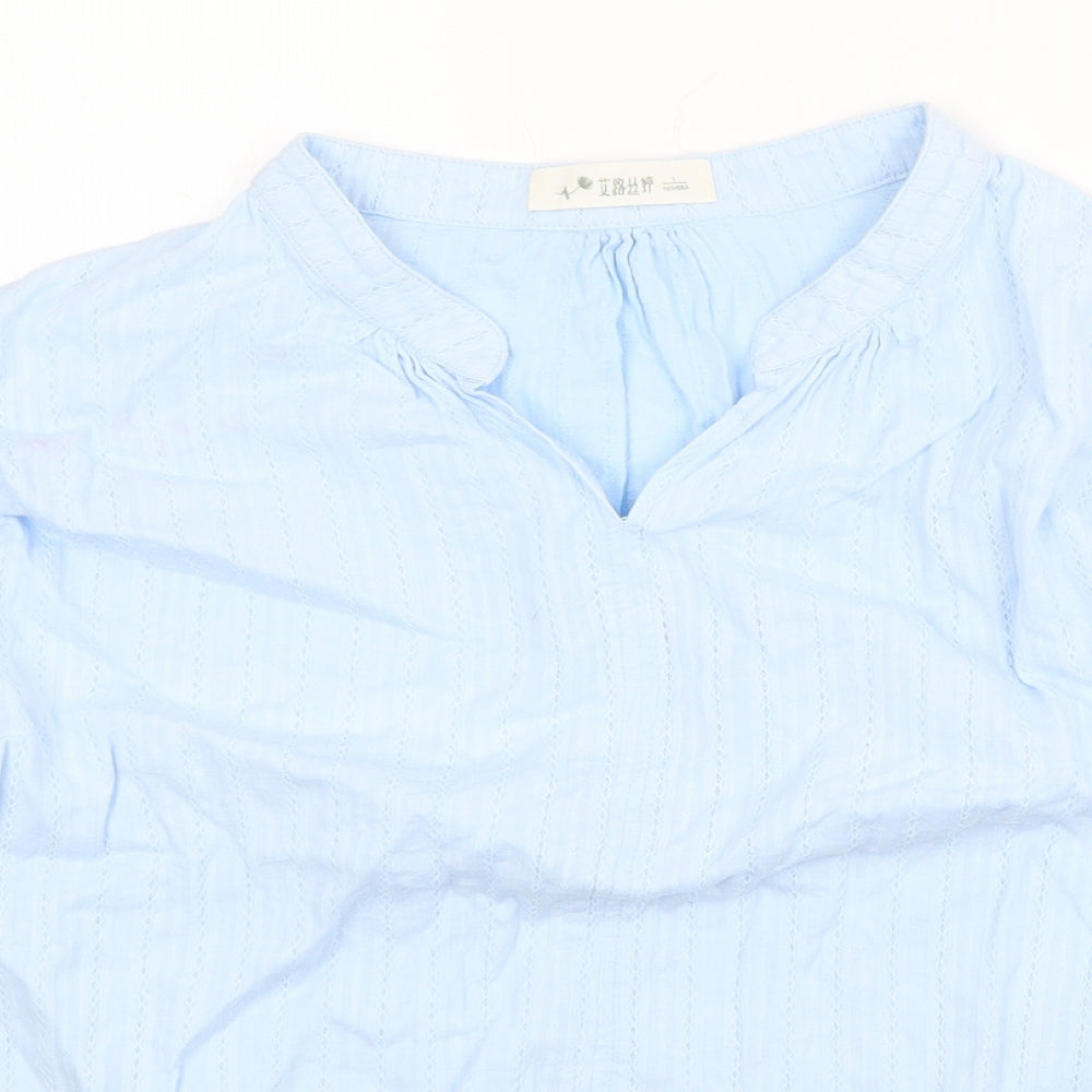 Womens UK Size L Preworn Blue Basic T-Shirt