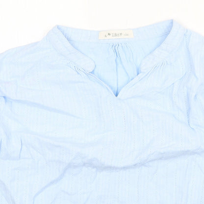 Womens UK Size L Preworn Blue Basic T-Shirt