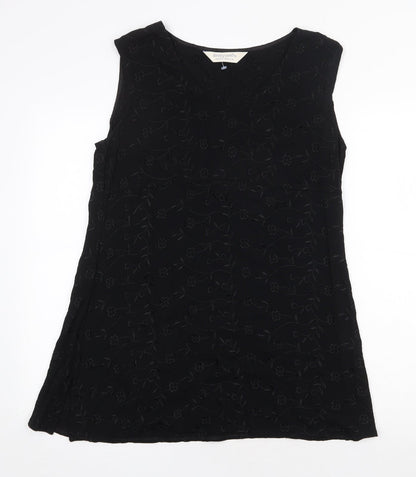Dorothy Perkins Womens Black Floral Viscose Trapeze & Swing Size 16 Round Neck Pullover