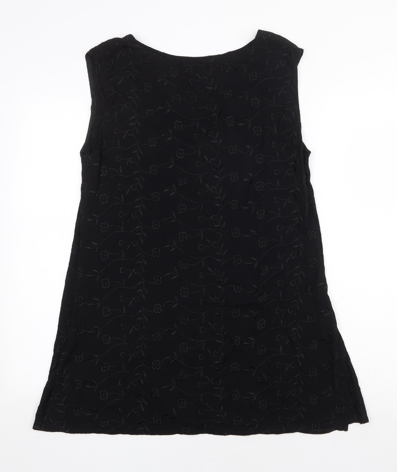 Dorothy Perkins Womens Black Floral Viscose Trapeze & Swing Size 16 Round Neck Pullover