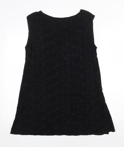 Dorothy Perkins Womens Black Floral Viscose Trapeze & Swing Size 16 Round Neck Pullover