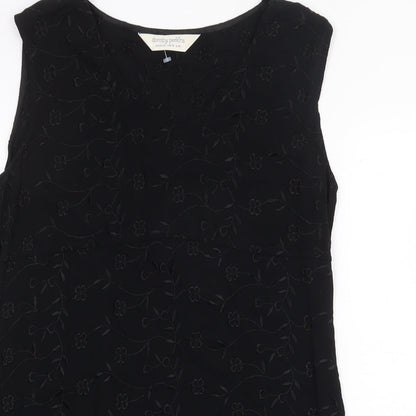 Dorothy Perkins Womens Black Floral Viscose Trapeze & Swing Size 16 Round Neck Pullover