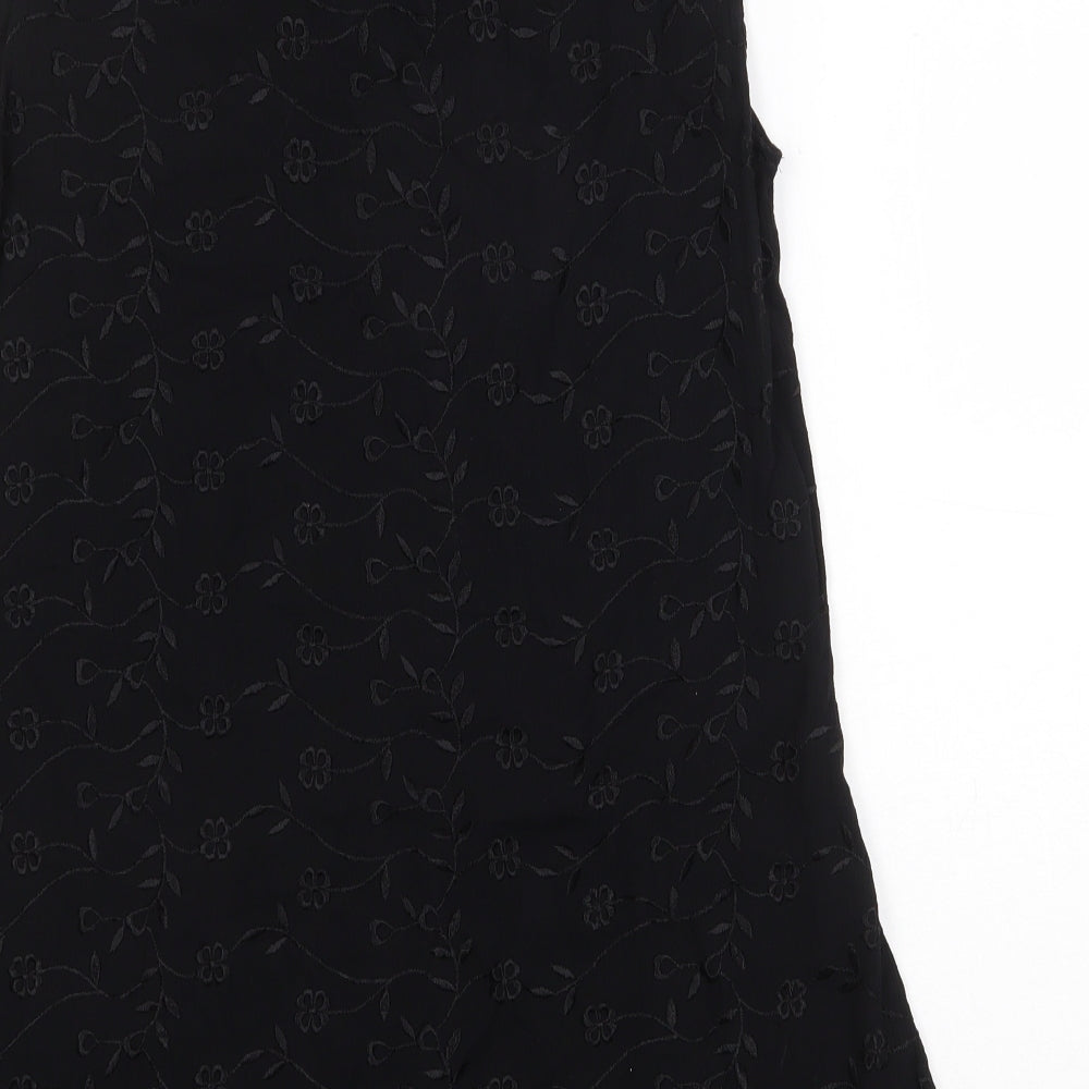 Dorothy Perkins Womens Black Floral Viscose Trapeze & Swing Size 16 Round Neck Pullover