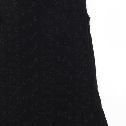 Dorothy Perkins Womens Black Floral Viscose Trapeze & Swing Size 16 Round Neck Pullover