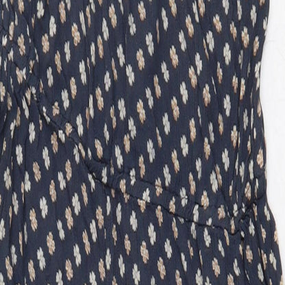 Mango Womens Blue Geometric Cotton Jumpsuit One-Piece Size S Pullover