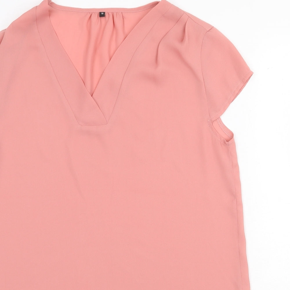 Womens UK Size 10 Preworn Pink Basic Blouse