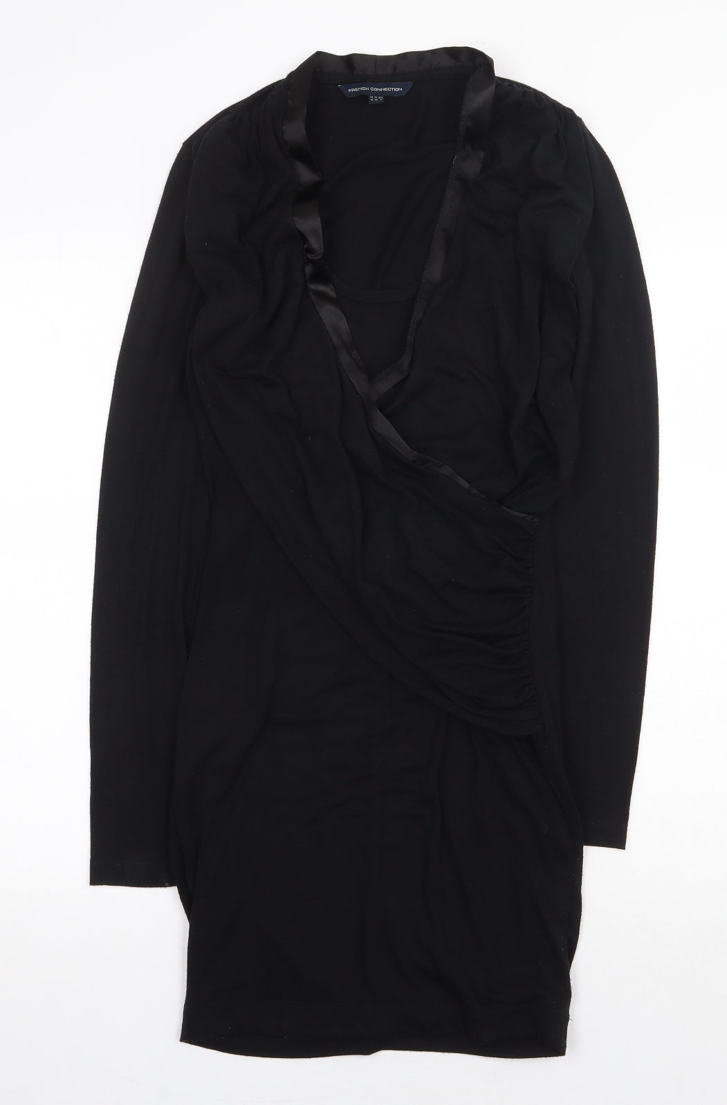 French Connection Womens Black Cotton A-Line Size 10 V-Neck Pullover