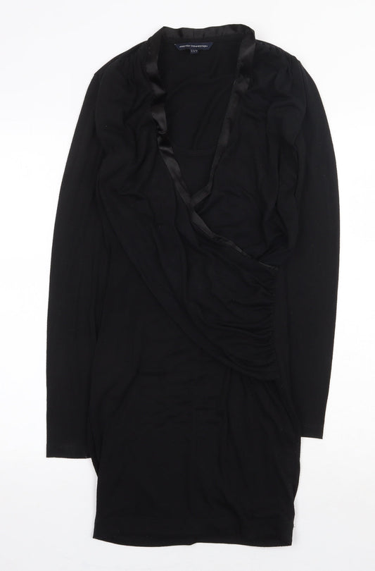 French Connection Womens Black Cotton A-Line Size 10 V-Neck Pullover