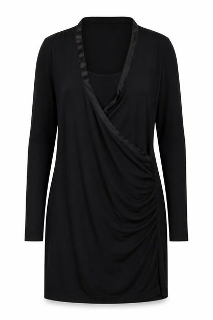 French Connection Womens Black Cotton A-Line Size 10 V-Neck Pullover
