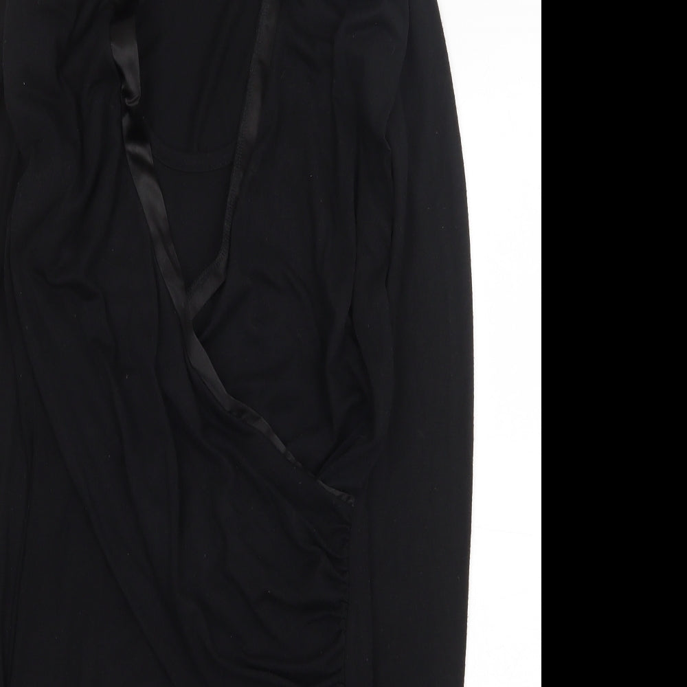 French Connection Womens Black Cotton A-Line Size 10 V-Neck Pullover