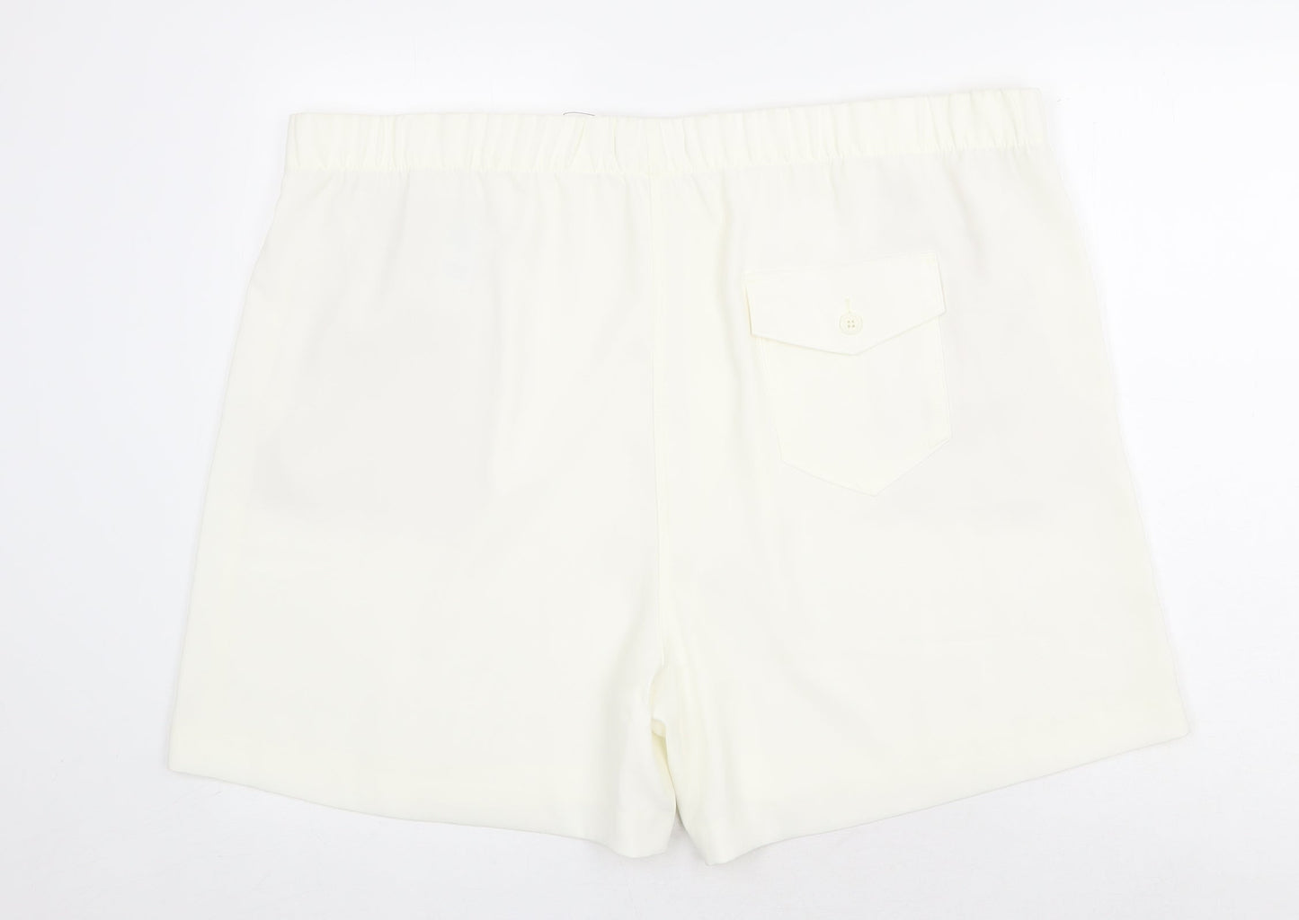 Marks and Spencer Womens White Polyester Basic Shorts Size 24 Regular Pull On