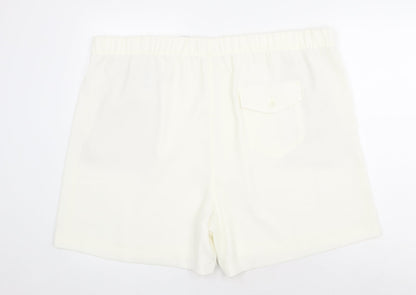 Marks and Spencer Womens White Polyester Basic Shorts Size 24 Regular Pull On