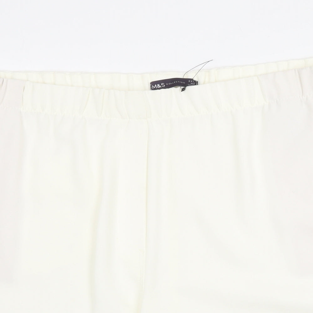 Marks and Spencer Womens White Polyester Basic Shorts Size 24 Regular Pull On