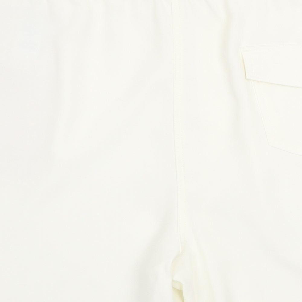 Marks and Spencer Womens White Polyester Basic Shorts Size 24 Regular Pull On