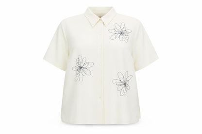 ELVI Womens Ivory Polyester Basic Button-Up Size 20 V-Neck