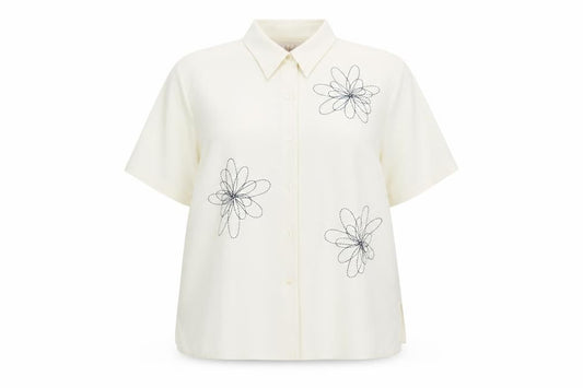 ELVI Womens Ivory Polyester Basic Button-Up Size 20 V-Neck