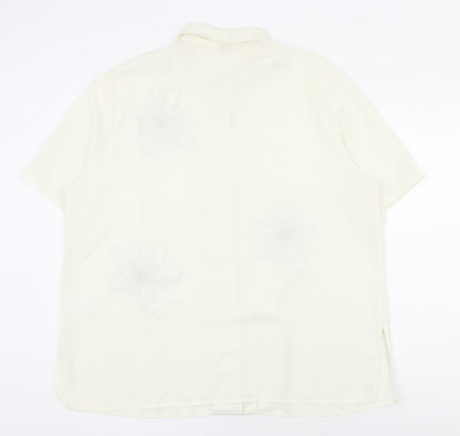 ELVI Womens Ivory Polyester Basic Button-Up Size 20 V-Neck