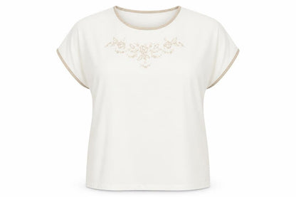 Preworn Womens White Polyester Basic T-Shirt Size 14 Round Neck