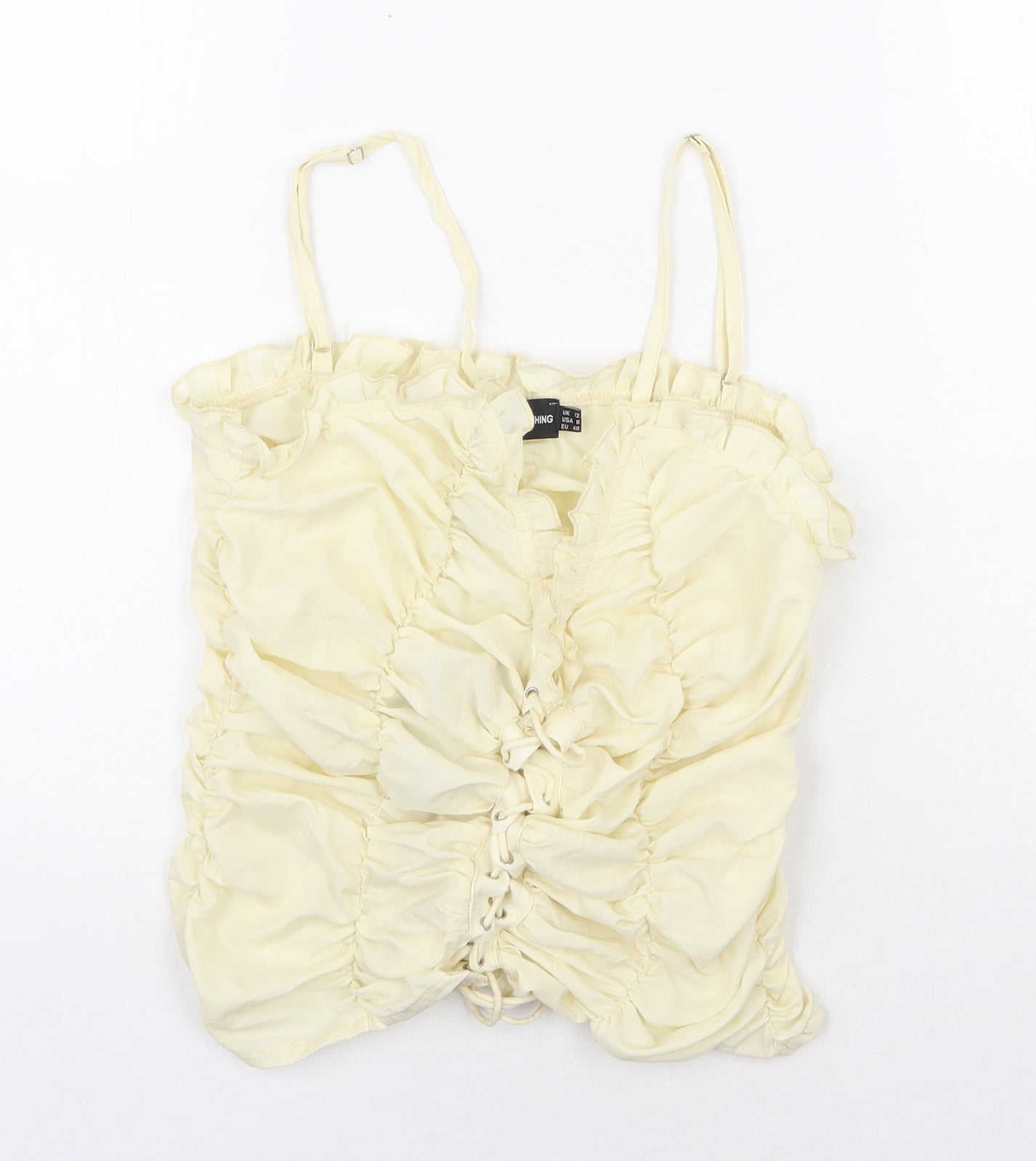 Womens UK Size 12 PRETTYLITTLETHING Yellow Basic Tank