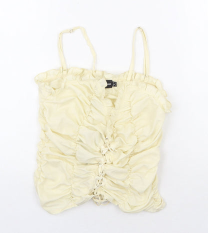 Womens UK Size 12 PRETTYLITTLETHING Yellow Basic Tank