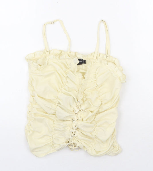 Womens UK Size 12 PRETTYLITTLETHING Yellow Basic Tank