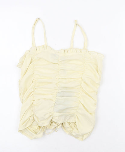 Womens UK Size 12 PRETTYLITTLETHING Yellow Basic Tank