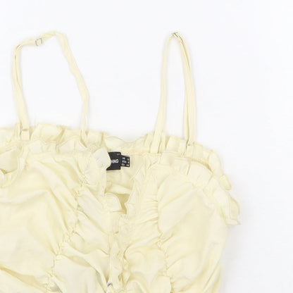 Womens UK Size 12 PRETTYLITTLETHING Yellow Basic Tank