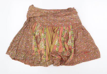 Joe Browns Womens Orange Geometric Cotton Skater Skirt Size 10 Zip