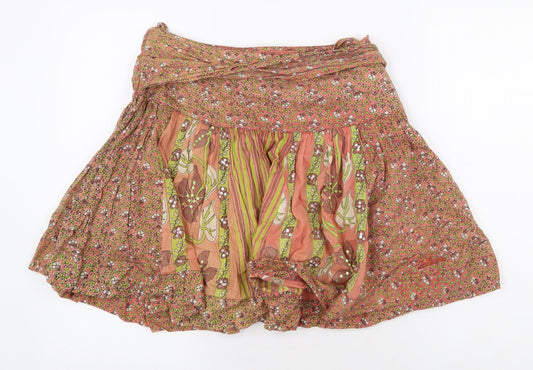 Joe Browns Womens Orange Geometric Cotton Skater Skirt Size 10 Zip
