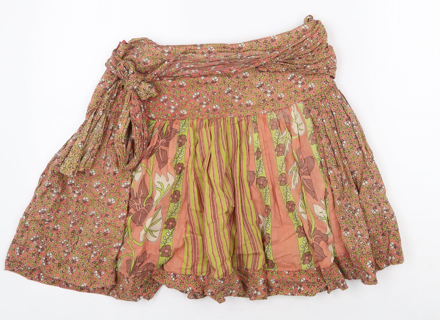 Joe Browns Womens Orange Geometric Cotton Skater Skirt Size 10 Zip