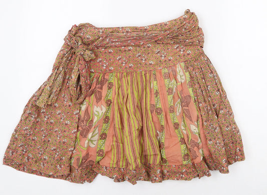 Joe Browns Womens Orange Geometric Cotton Skater Skirt Size 10 Zip