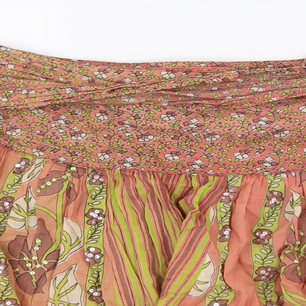 Joe Browns Womens Orange Geometric Cotton Skater Skirt Size 10 Zip