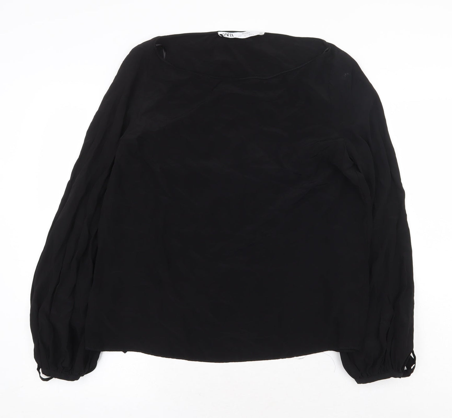 Womens UK Size S Zara Black Basic Blouse