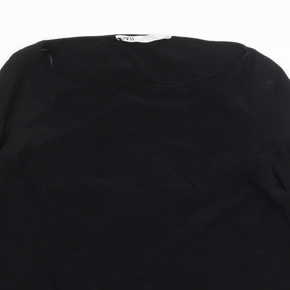 Womens UK Size S Zara Black Basic Blouse