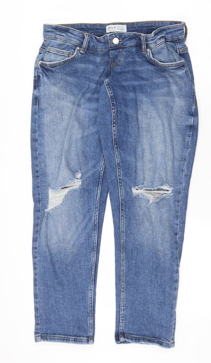 Denim & Co. Womens Blue Cotton Straight Jeans Size 10 Regular Zip